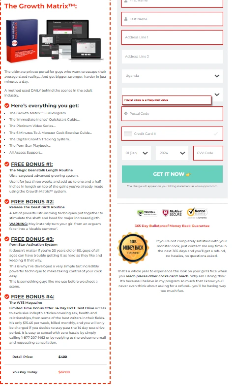 The Growth Matrix check out page